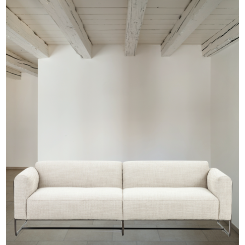 Neutral gone novel with this Ella Gable Taupe 91" Sofa. Taupe-colored upholstered seating is suspended by top-grain leather straps with handcrafted fastens, for an airy look. Solid rubberwood paneling wraps the frame’s entirety, while a black iron base lends lightness and contrast.