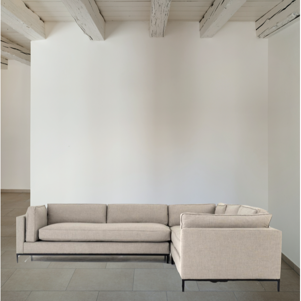 Flexible style, luxurious comfort and family-friendly upholstery. Clean, simple lines and a black iron base keep things casual and chic. Amethyst Home provides interior design, new home construction design consulting, vintage area rugs, and lighting in the Newport Beach metro area.