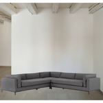 Flexible style, luxurious comfort and family-friendly upholstery. Clean, simple lines and a black iron base keep things casual and chic.  Overall Dimensions: 119"w x 119"d x 30"h   