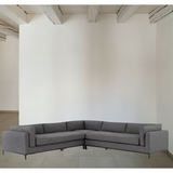 Flexible style, luxurious comfort and family-friendly upholstery. Clean, simple lines and a black iron base keep things casual and chic.  Overall Dimensions: 119"w x 119"d x 30"h   