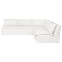Featuring Laguna 2 Piece Sectional by Cisco Brothers at Amethyst Home. A casual, slipcovered chunky linen sectional by Cisco Brothers, the Laguna 2pc Sectional is the ultimate in casual luxury.  A down-filled seat cushion is supported by springs in a gentle, resting position.  Pair with a one-of-a-kind statement rug for a signature look. Shown in Otis Whit.  Amethyst Home provides interior design, new home construction design consulting, vintage area rugs, and lighting in the Calabasas metro area.