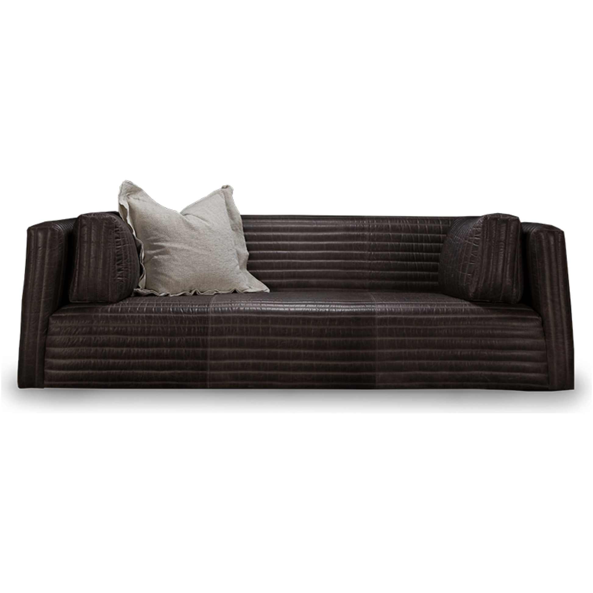 Bench-crafted with a sustainably harvested hardwood frame in our North Carolina atelier, our Clemence Sofa Family comes with the following:  • Foam and Fiber Seat Construction • Tight Seat • Tight Back with Springs • Double Needle • Quilted Detail Only Available in Leather • Upholstered only • Knife Edge Toss • Tapered Arm Pillows • Sits on Glides • Available as a Sectional Without Quilting Only