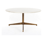 Featuring Helen Round Coffee Table by Four Hands at Amethyst Home. Simple, sophisticated style. The Helen Round Coffee Table has a slim tripod base of raw brass supports a rounded tabletop of polished white marble. Petite scale perfect for smaller spaces or rooms with a sectional.
Overall Dimensions: 32"W x 32"L x 16.50"H

Colors: Raw Brass, Polished W.  Amethyst Home provides interior design, new home construction design consulting, vintage area rugs, and lighting in the Winter Garden metro area.