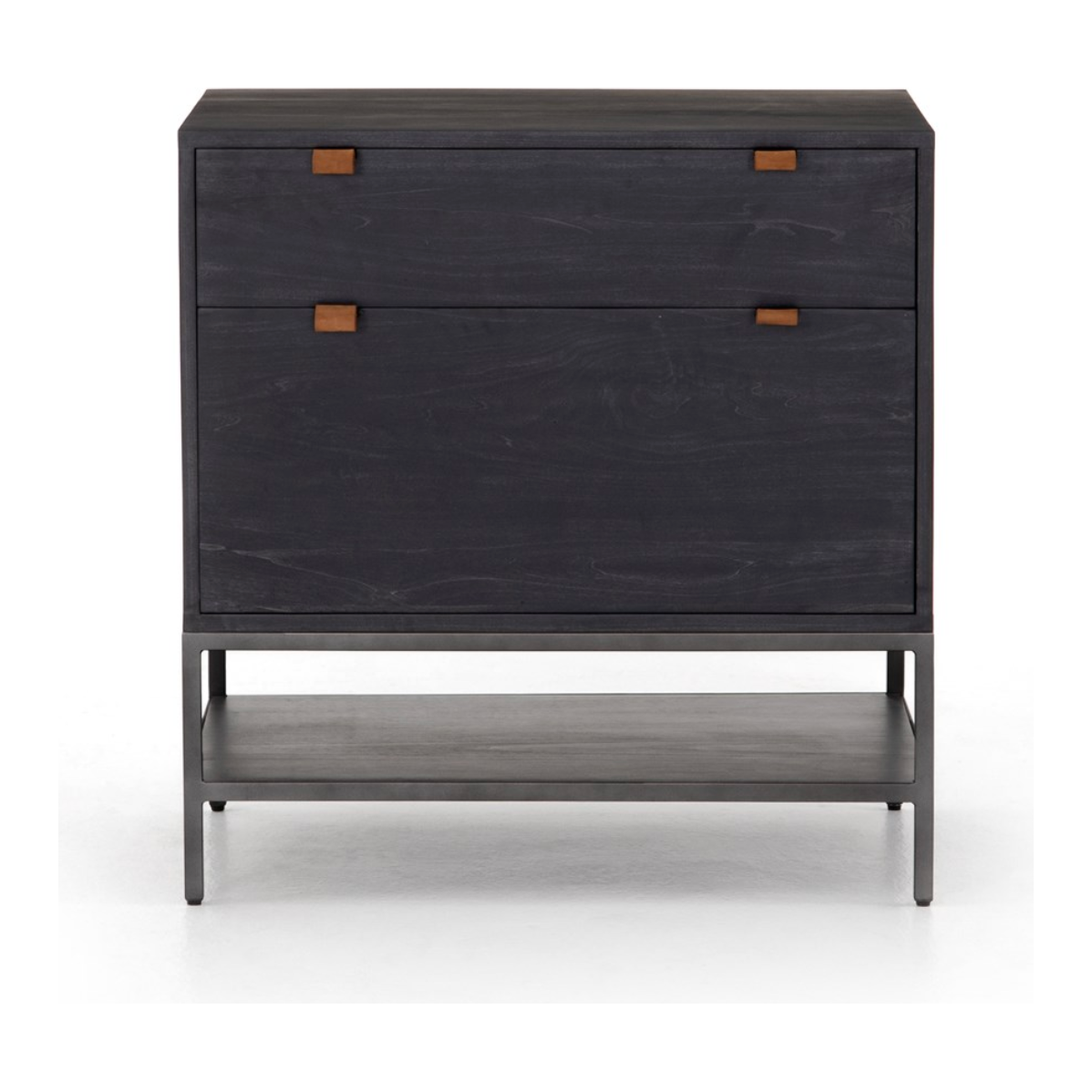 Inspired by clean mid-century design, the Trey Modular Filing Cabinet offers plenty of extra desk storage space. The cabinet is available in two colors, Auburn Poplar and a Black Wash Poplar. Metal-secured leather pulls add a textural element of surprise. Great solo or paired with matching desk or credenza.