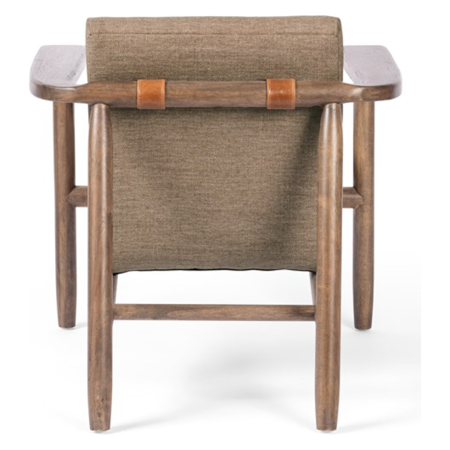 Featuring Arnett Chair by Four Hands at Amethyst Home. Textural cream boucle seating offers a sumptuous sit, with complementary wire-brushed parawood framing forming a slim U shape. Two posterior top-grain leather straps add a stylish finishing touch. Performance fabrics are specially created to withstand spills, stains, high traffic and wear, ensuring long-ter. Amethyst Home provides interior design, new home construction design consulting, vintage area rugs, and lighting in the Miami metro area.