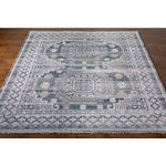 Featuring Almeria Charcoal Hand-Knotted Rug by Surya at Amethyst Home. The Almeria Rug Collection showcases traditional inspired designs that exemplify timeless styles of elegance, comfort, and sophistication. With their hand knotted construction, these rugs provide a durability that can not be found in other handmade constructions, and boasts the ability .  Amethyst Home provides interior design, new home construction design consulting, vintage area rugs, and lighting in the Calabasas metro area.