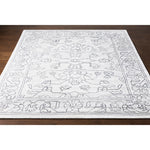 Featuring Hightower Cream Hand-Knotted Rug by Surya at Amethyst Home. The Hightower Collection showcases traditional inspired designs that exemplify timeless styles of elegance, comfort, and sophistication. With their Hand-Knotted construction, these rugs provide a durability that can not be found in other handmade constructions, and boasts the ability to be thoroughly cleaned as. Amethyst Home provides interior design, new construction, custom furniture, and area rugs in the Des Moines metro area