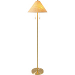 Featuring Lacona Floor Lamp by Surya at Amethyst Home. Charming gold lamp and paper shade -- function meets beauty.
Overall Dimensions: 66"H x 18"W x 18"DCord Length: 6'Switch Type: 3-WayNumber of bulbs: 1E-26/60 WUL CUL CertifiedLCO-001. Amethyst Home provides interior design, new home construction design consulting, vintage area rugs, and lighting in the Winter Garden metro area.