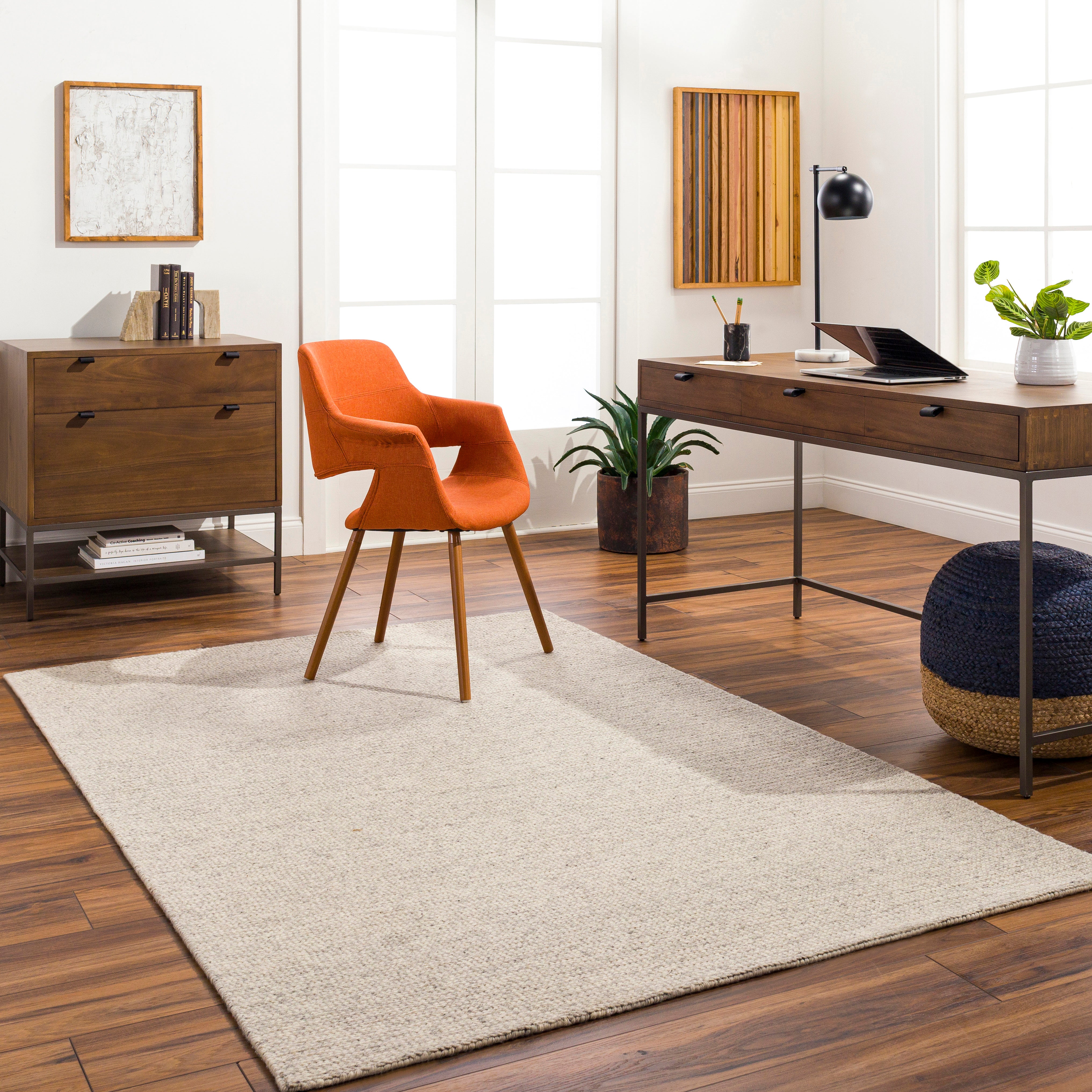 Featuring Mia Rug by Surya at Amethyst Home. The simplistic yet compelling rugs from the Mia Collection effortlessly serve as the exemplar representation of modern decor. The meticulously woven construction of these pieces boasts durability and will provide natural charm into your decor space. Made with Wool in India, and has No Pile. Spot Clean Only, One Year Limited Warranty.
Hand Wov. Amethyst Home provides interior design, new construction, custom furniture, and rugs for Los Angeles metro area