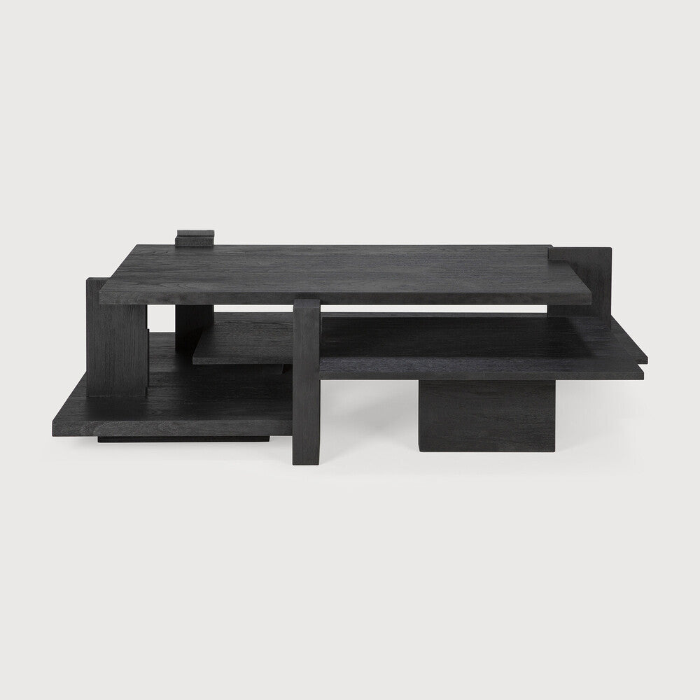 Inspired by the Dutch architectural movement de Stijl, the Teak Abstract Coffee Table is not only centered around style but also purpose. With its contemporary black finish discover new proportions and interest from every angle. Amethyst Home provides interior design services, furniture, rugs, and lighting in the Omaha metro area.