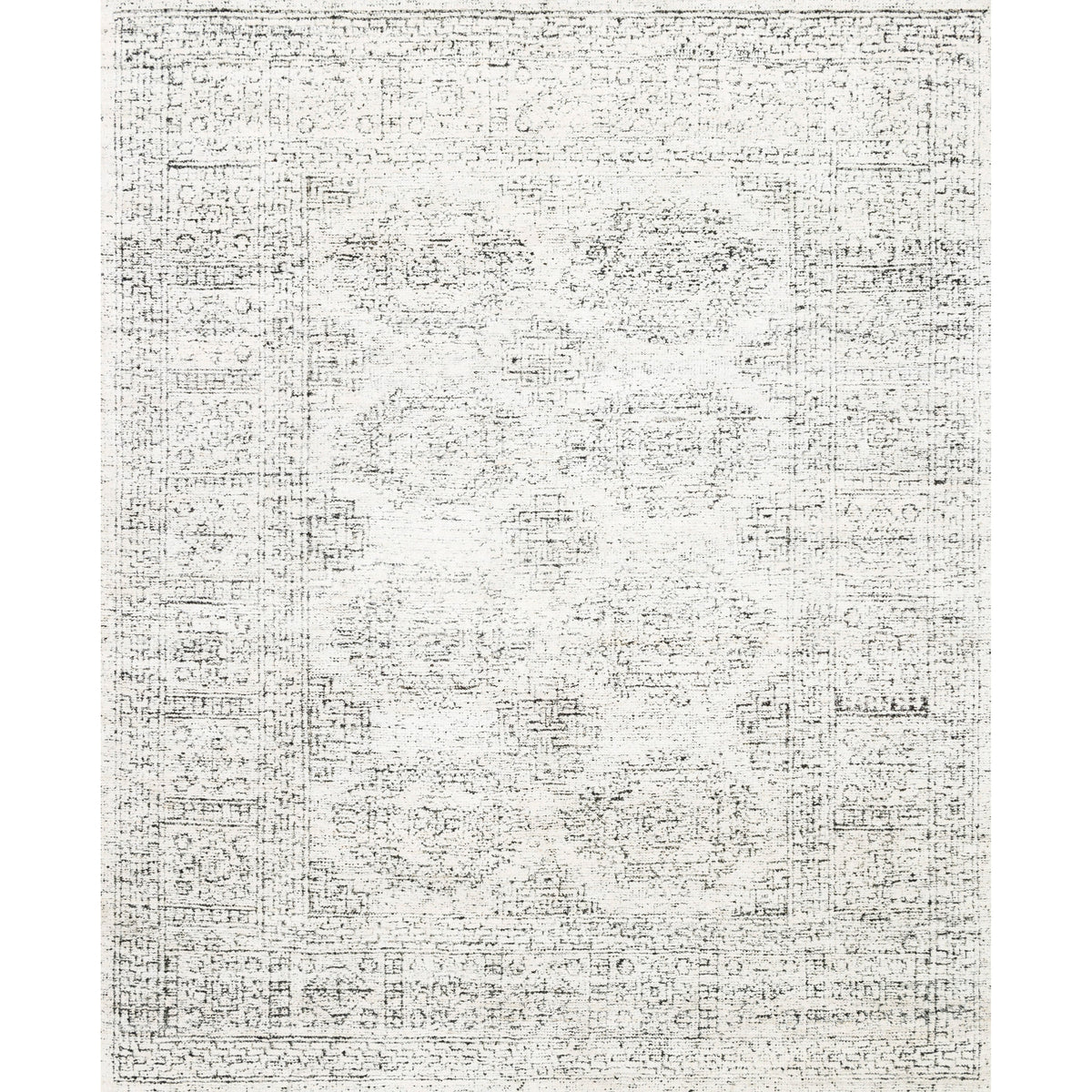 Tapis noué à la main Vestige blanc/noir