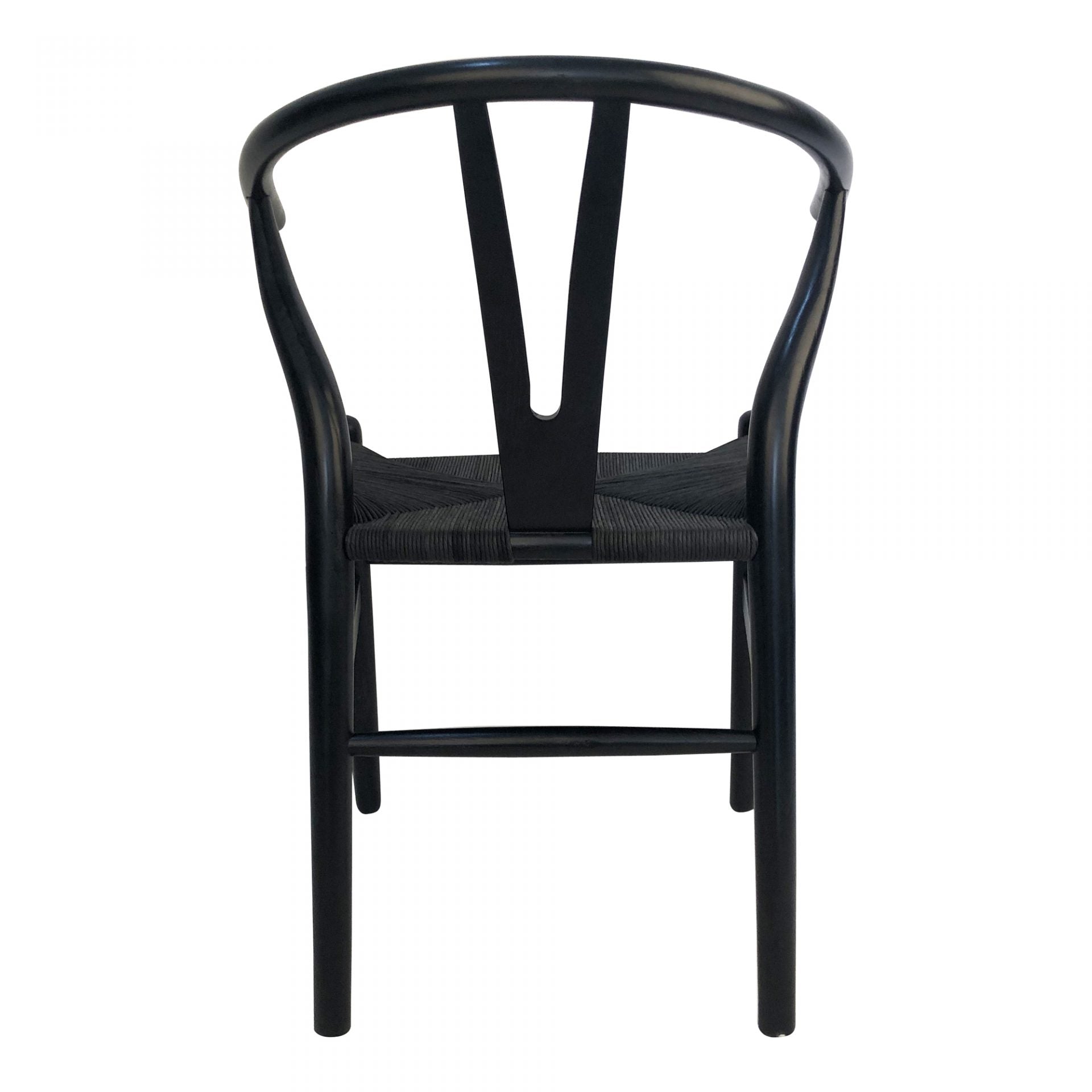 We loved the curved back and woven fibre seat of this this Ventana Dining Chair. Simple and sturdy, this is an easy choice for your dining room.   Size: 19.5"W x 16.5"D x 31"H Seat Height: 18.11" Materials: Solid Elm Frame, Woven Fibre Seat
