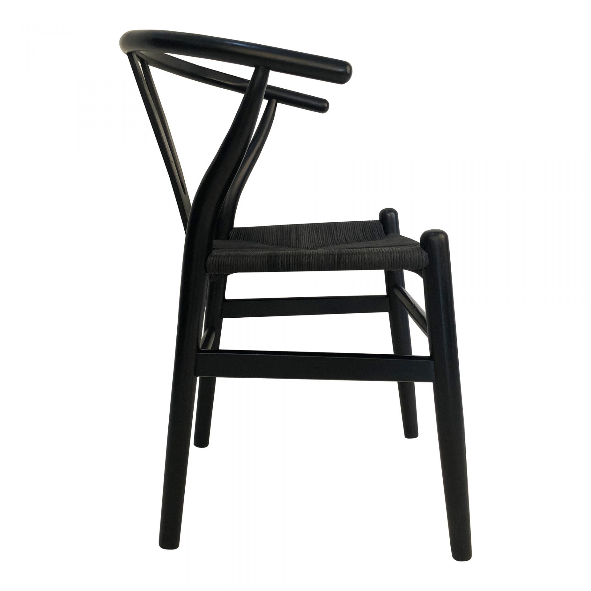 We loved the curved back and woven fibre seat of this this Ventana Dining Chair. Simple and sturdy, this is an easy choice for your dining room.   Size: 19.5"W x 16.5"D x 31"H Seat Height: 18.11" Materials: Solid Elm Frame, Woven Fibre Seat