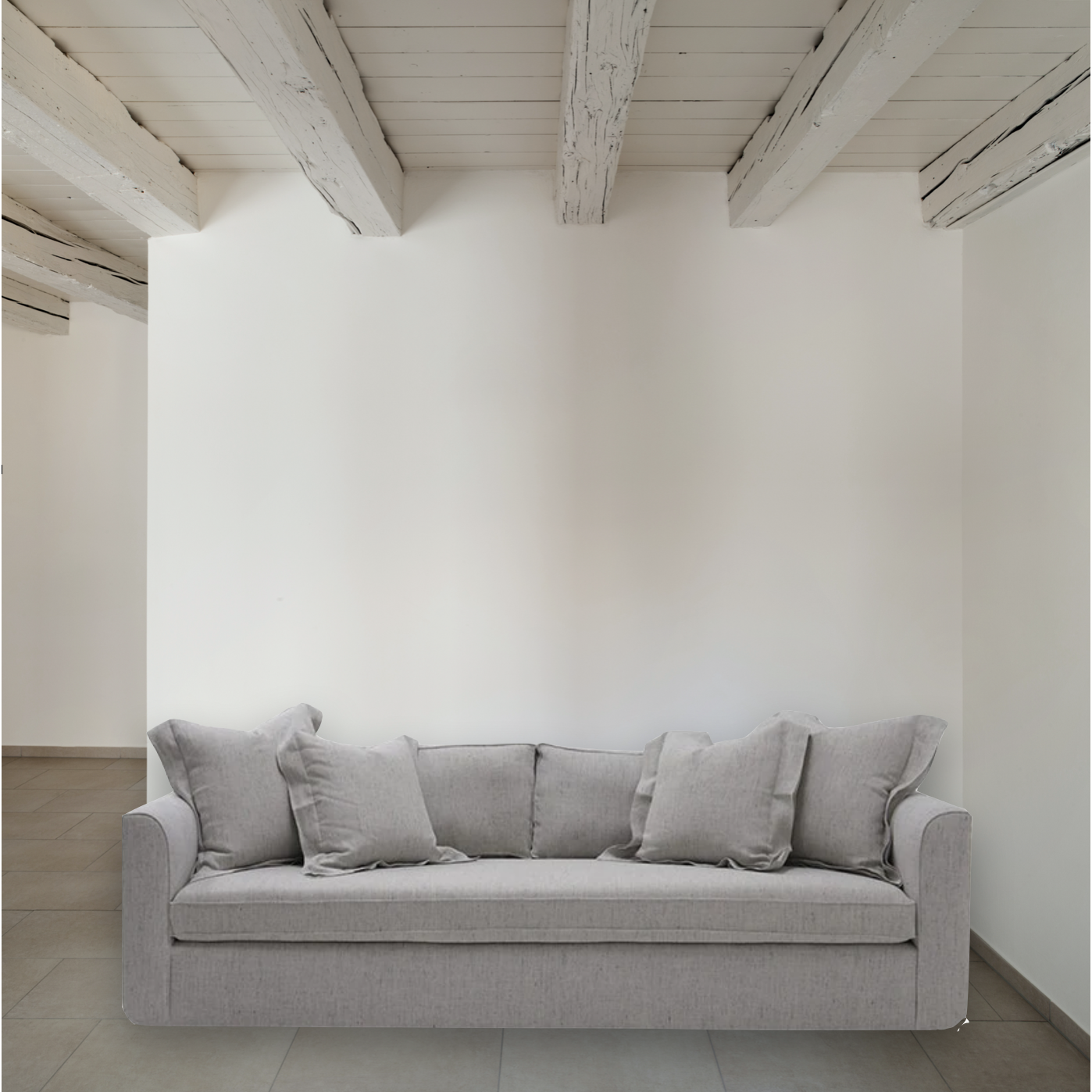 Popular to the Verellen product line, the Greyson Sofa Family features:  Spring/down seat construction Loose box style seat cushion Boxed back pillows 3″ open flange toss pillows Double needle stitch detail Upholstered only Sits on floating legs