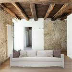 A Verellen best-seller, the Victor Sofa Family is made with a sustainably harvested hardwood frame and 8-way hand-tied seat construction. Each sofa comes standard with:  • Spring Down Seat Construction • Notch Bottom Back Pillows • Knife Edge Toss • Double Needle • Slipcovered and Upholstered Available • Optional Nail Head Selection Around Base of Upholstery Only • Standard Decorative Nickel Caster with Front Foot Caps