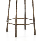 Featuring Westwood Bar + Counter Stool - Antique Brass by Four Hands at Amethyst Home. The Westwood Antique Brass Bar + Counter Stool have stunning hammered iron legs for a rich, industrial look. 
Counter Stool Overall Dimensions: 16"W x 16"L x 26.25"HSeat Depth: 14"Seat Height: 26.25"Bar Stool Overall Dimensions: 16"W x 16"L x 30"HSeat Depth: 14"Seat He.  Amethyst Home provides interior design, new home construction design consulting, vintage area rugs, and lighting in the Kansas City metro area.