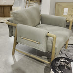 Details make this Harrison Chair - Villa Olive. With plush cotton-blend upholstery that wraps each arm, faux toggles add an element of interest to luxuriously comfortable mid-century-inspired seating in a light olive hue, with softly sculpted parawood framing carrying out a beautifully neutral look.  Overall Dimensions: 32.25"w x 34.75"d x 31.75"h