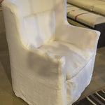 The Havana Wing Chair by Cisco Brothers has a tall back with gorgeous curved arms. The go-to chair for guests or your favorite chair to read your latest novel in -- this will complete the look for any living room or lounge area. Shown in slipcover Otis White and Bellamy Oatmeal.   Overall Dimensions: 32"w x 40"h x 32"d Seat Height: 18" Seat Space: 22"w x 17"d 