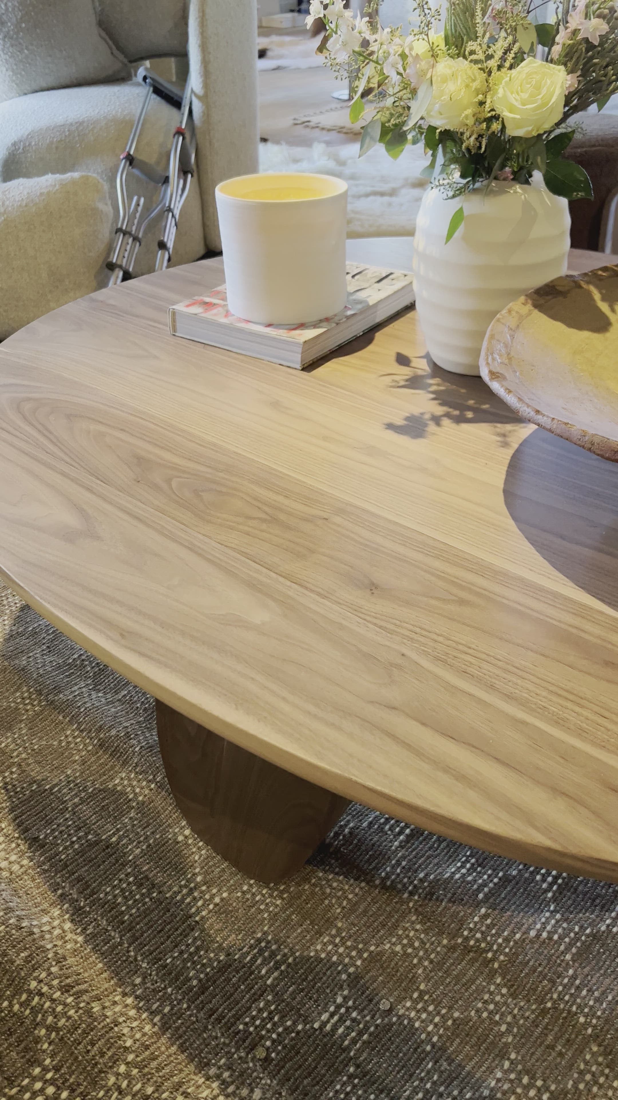 Load video: We love the oblong shape of the legs on this Olive Coffee Table by Verellen. The olive base elements complete the coffee table series for an elevated look to any space.Finish options:https://verellen.biz/finishes Amethyst Home provides interior design, new home construction design consulting, vintage area rugs, and lighting in the Houston metro area.