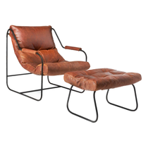Featuring Brando Leather Chair Set by Cisco Brothers at Amethyst Home. Like "sitting in an American baseball glove" -- the Brando Leather Chair Set from Cisco Brothers was love at first sit in this unique chair! We compare the feel to sitting in a hammock. As shown in Spur Terracotta, Grade 500 leather.
Size: 27"w x 36"d x 32"hSeat space: 25"w x 19"d .  Amethyst Home provides interior design, new home construction design consulting, vintage area rugs, and lighting in the Salt Lake City metro area.