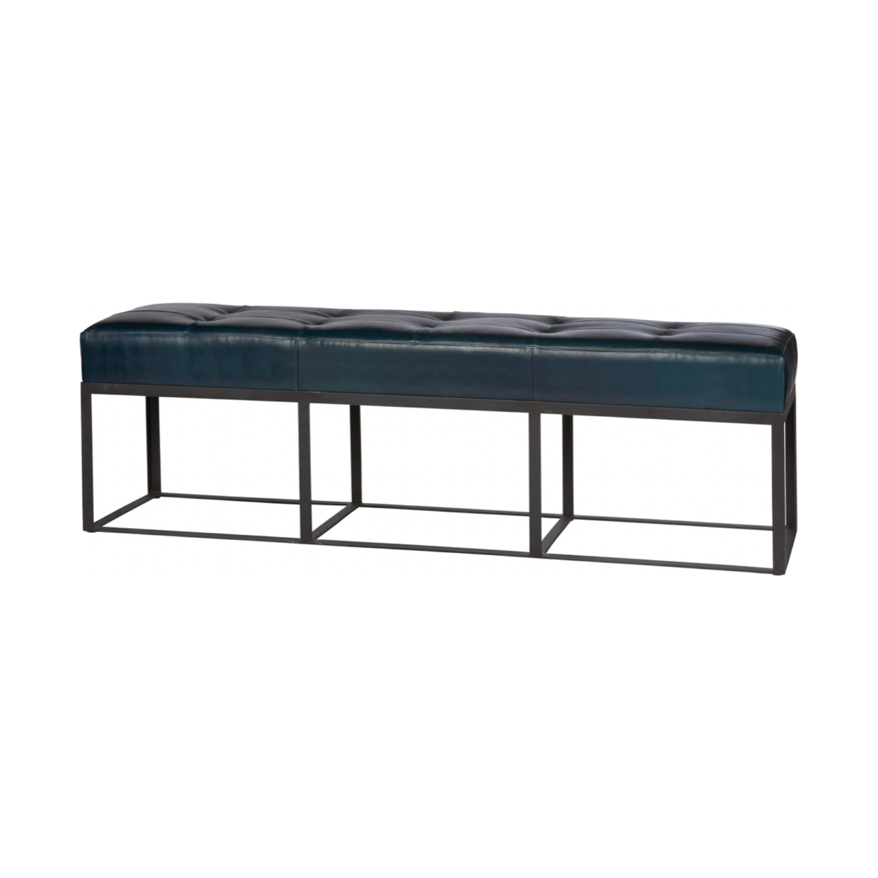 Featuring Cruz 48" Bench by Cisco Brothers at Amethyst Home. We're obsessed with the look of the metal base and leather cushion. The Cruz Bench from Cisco Brothers adds a sophisticated look to any space. Priced and pictured in a grade 500 leather Bronson Blue.

Overall: 48"w x 16"d x 19"hSeat Height: 19"h
All pieces are priced with a feather cloud package.  Amethyst Home provides interior design, new home construction design consulting, vintage area rugs, and lighting in the Scottsdale metro area.