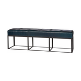 Featuring Cruz 48" Bench by Cisco Brothers at Amethyst Home. We're obsessed with the look of the metal base and leather cushion. The Cruz Bench from Cisco Brothers adds a sophisticated look to any space. Priced and pictured in a grade 500 leather Bronson Blue.

Overall: 48"w x 16"d x 19"hSeat Height: 19"h
All pieces are priced with a feather cloud package.  Amethyst Home provides interior design, new home construction design consulting, vintage area rugs, and lighting in the Scottsdale metro area.