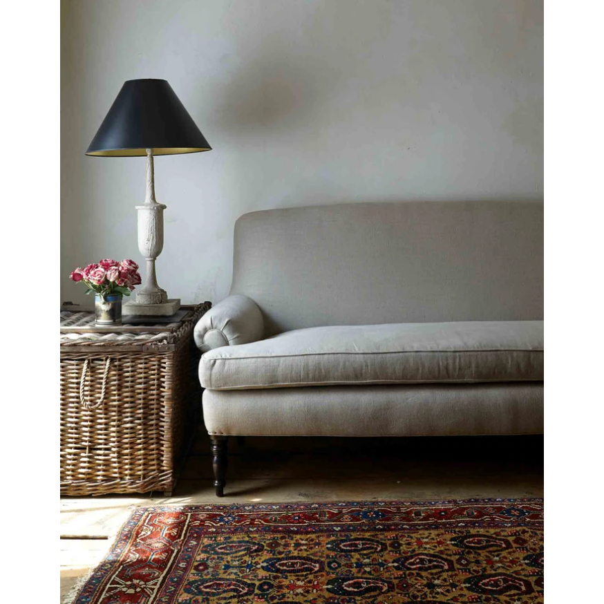 This Meadow Sofa - John Derian by Cisco Home features a clean bench seat and rolled arms. A crisp, comfortable piece to add to any living room or den area!   Overall: 70"W x 36"H x 34"D Sitting Space: 57"w x 22"d Seat Height: 20"h Arm Height: 22"h Weight: 125lbs Leg: 10"h