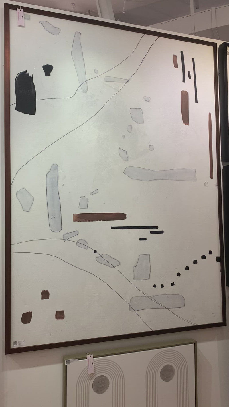 We love the abstract look of this Neutral Scope Oversized 1 Art. The muted colors bring an elevated look to any entryway, living room, or other space!   Size: 75"w x 53"h Medium: Canvas Specialty: Giclee on Gallery Wrapped Canvas, Artist Enhanced