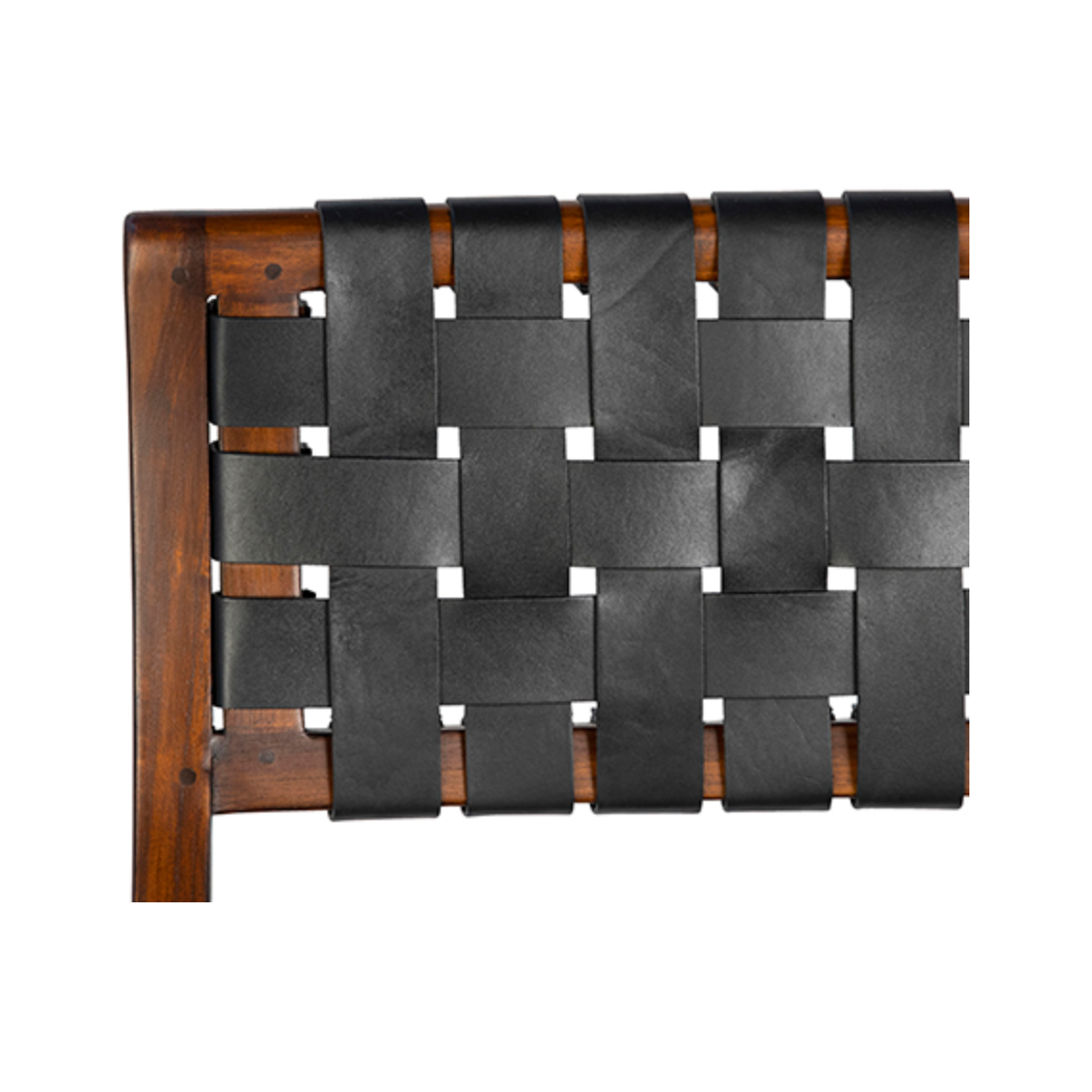 The details are simply amazing on this Camila Dining Chair. Add extra seating with a side chair that's as much a masterpiece of design as it is comfortable.   Teak Frame with Full Grain Leather Weaving Frame in Medium Brown and Black Leather Size: 21"l x 17"d x 33"h
