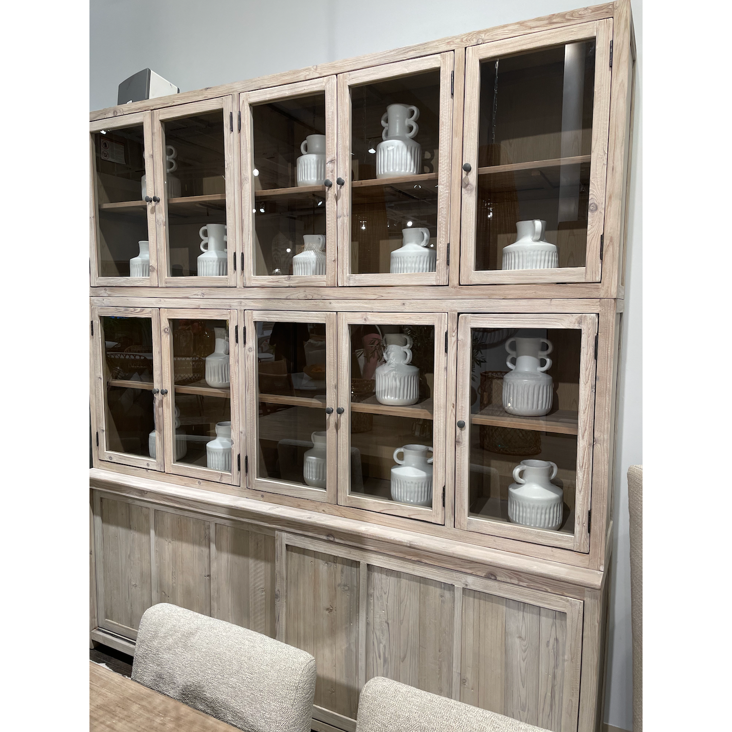 Featuring Haley Cabinet by Dovetail at Amethyst Home. The Haley Cabinet has ample storage, with glass door panels opening to shelves and a bottom sliding door that opens to more shelves. Made from reclaimed pine with a white wash grey sealed finish, this brings an antique feel to any room.

Reclaimed Pine 

White Wash Grey Sealed Finish

Flat Glass Door Pan.  Amethyst Home provides interior design, new home construction design consulting, vintage area rugs, and lighting in the Portland metro area.