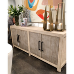 We love how the reclaimed pine and white and grey wash brings an antique, organic feel this Merwin Sideboard.  Reclaimed Pine Natural Sealed Finish with White and Grey Wash