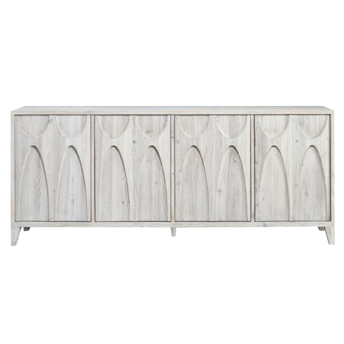 With four doors opening to shelves, this Montes Sideboard brings a beautiful and functional piece to the any dining room, living room, or other area.  Reclaimed White Pine Grey White Water Based Sealed Finish Amethyst Home celebrates natural materials, which often comes with beautiful imperfections. Each piece is made uniquely for you, please expect some variation and character -- we embrace the design approach of Wabi Sabi  Size: 79"l x 18"d x 33"h 