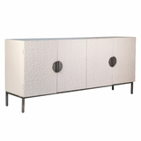 The textured doors of this Sandwell Sideboard are everything. We love that the antique silver iron handles open to shelves for ultimate storage and functionality.  Reclaimed Pine White With Sand Blasted Iron  Antique Silver Iron