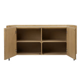 Featuring Tulu Sideboard by Dovetail at Amethyst Home. Our Tulu Sideboard elevates your entertainment area with a sophisticated, streamlined silhouette. Delicately crafted with an exquisite blend of Mindi and Veneer woods in a flaunting textural effect. Featuring a striking oval shape with two butterfly doors that open four roomy interior shelves.
32.5” h . Amethyst Home provides interior design, new home construction design consulting, vintage area rugs, and lighting in the Washington metro area.
