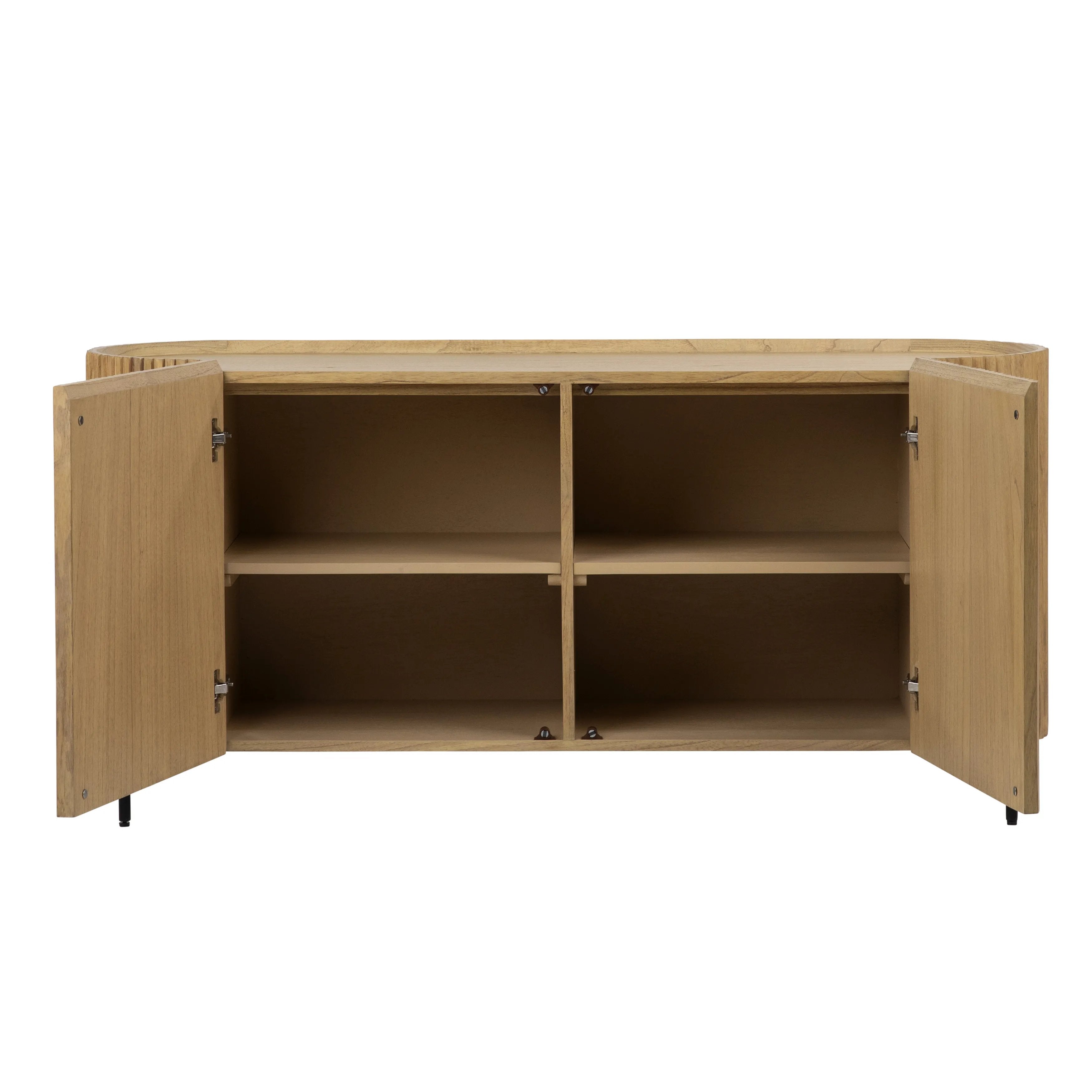 Featuring Tulu Sideboard by Dovetail at Amethyst Home. Our Tulu Sideboard elevates your entertainment area with a sophisticated, streamlined silhouette. Delicately crafted with an exquisite blend of Mindi and Veneer woods in a flaunting textural effect. Featuring a striking oval shape with two butterfly doors that open four roomy interior shelves.
32.5” h . Amethyst Home provides interior design, new home construction design consulting, vintage area rugs, and lighting in the Washington metro area.