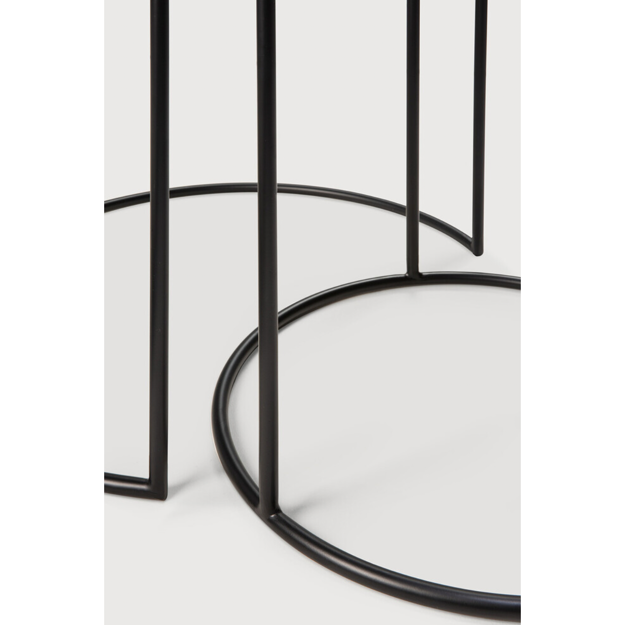 Featuring a heavy aged mirror surface, this Charcoal Nesting Side Table Set brings a unique look to any space. Place beside the sofa, sitting next to your bed, or as a complementary piece to a work of art, its adaptability offers many possibilities.  Dimensions: 22.5"w x 22.5"d x 27.5"h   Material: Mirror
