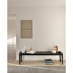 Featuring Oak Bok Bench - Black by Ethnicraft at Amethyst Home. This Oak Bok Bench - Black features an airy shape with rock-solid construction,  making this piece a timeless and remarkable design to enjoy for years to come. Pair with a dining table or stand-alone against a wall, hallway, or end of the bed! 
49.5" Dimensions: 50"w x 14"d x 18.5"h Weight: 31.  Amethyst Home provides interior design, new home construction design consulting, vintage area rugs, and lighting in the San Diego metro area.
