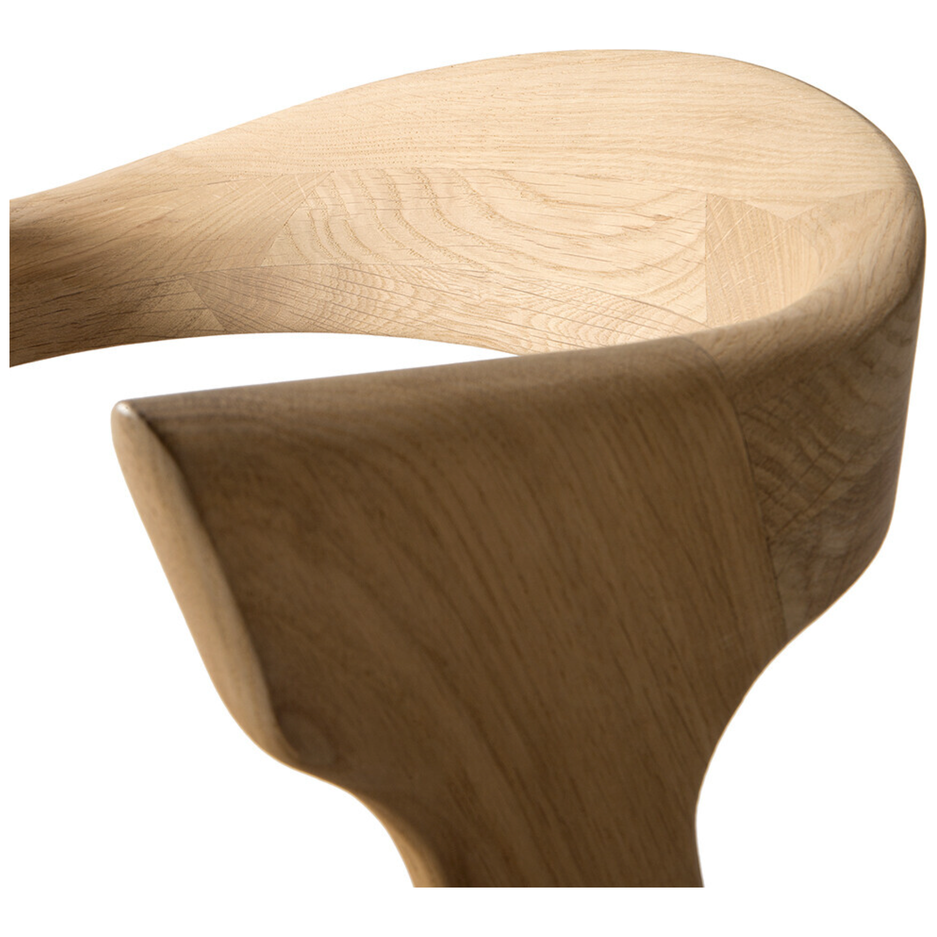 This Oak Bok Dining Chair features an airy shape with rock-solid construction,  making this piece a timeless and remarkable design to enjoy for years to come. Pair with a dining table or stand-alone against a wall, hallway, or end of the bed! Designed by Alain can Havre  Dimensions: 20"w x 21.5"d x 30"h  Weight: 20 lbs  Seat Height: 18"  Material: Oak, 100% solid wood Finish: Oiled
