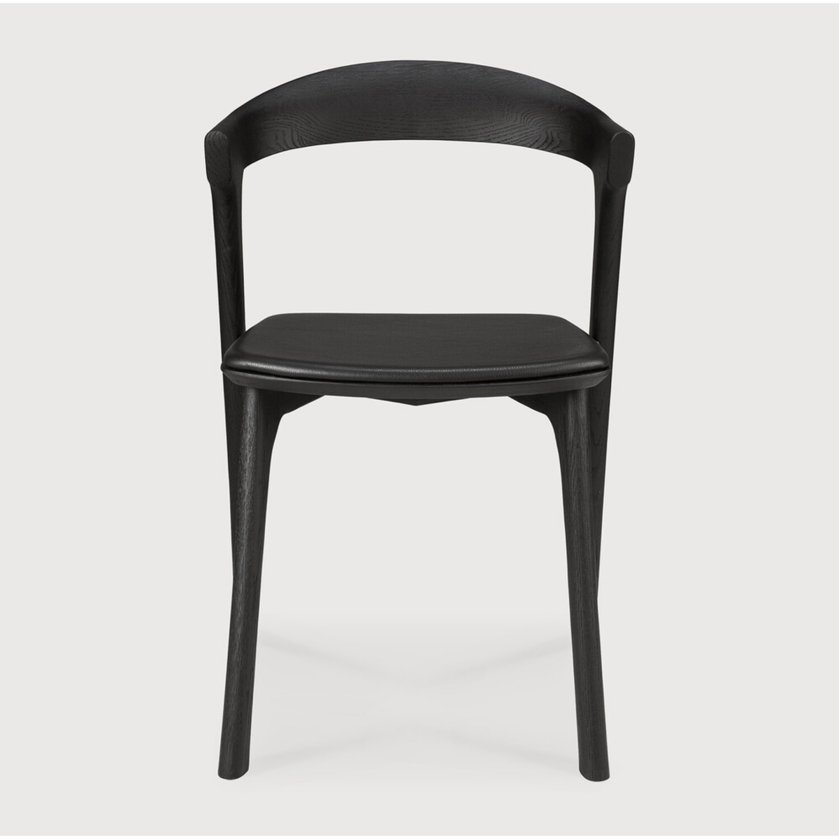 Chaise de salle à manger Bok en chêne - Noir - Cuir noir | prêt pour l'expédition!