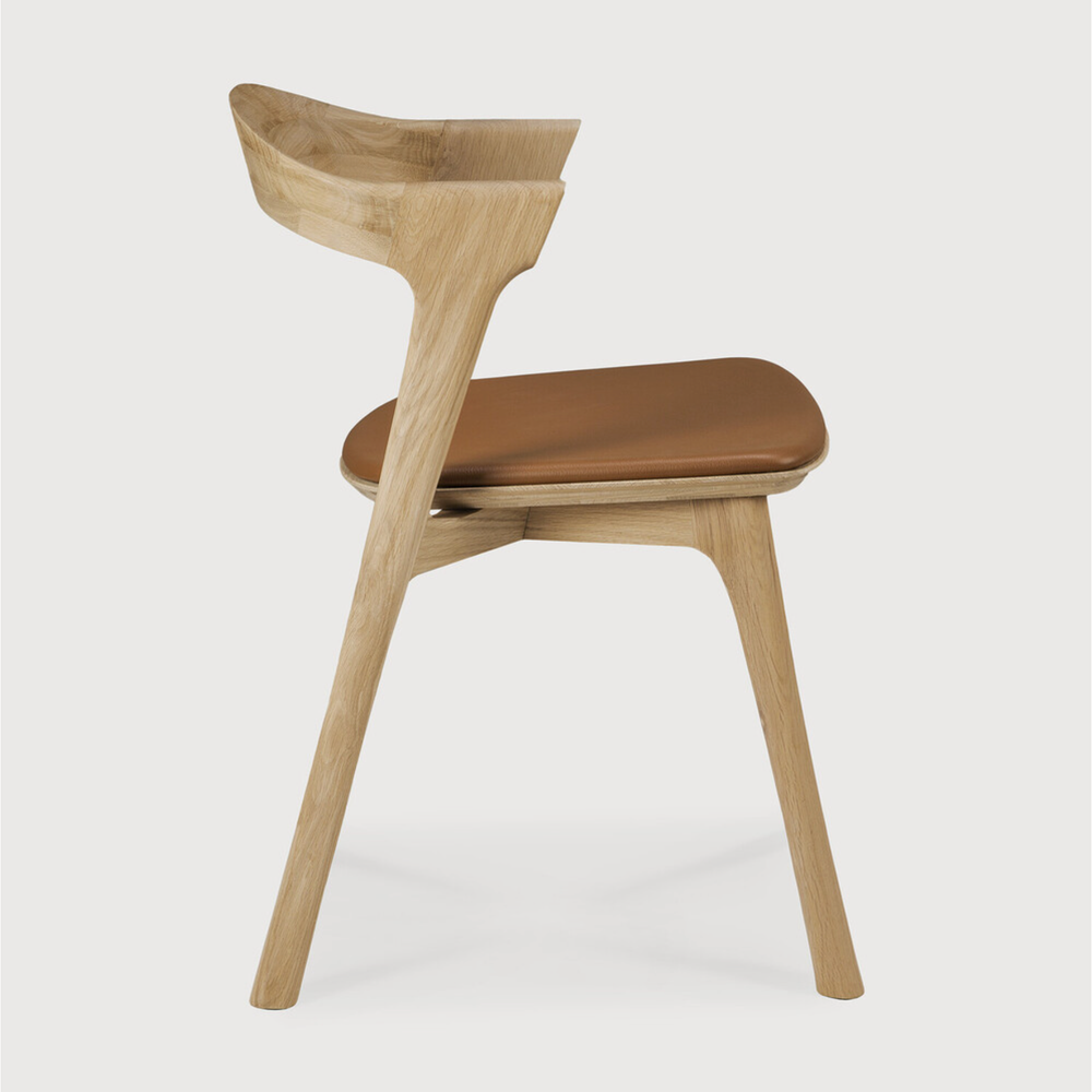 Chaise de salle à manger Bok en chêne - Cuir cognac | prêt pour l'expédition!