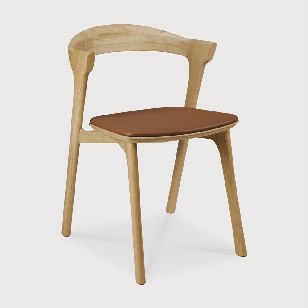 Chaise de salle à manger Bok en chêne - Cuir cognac | prêt pour l'expédition!