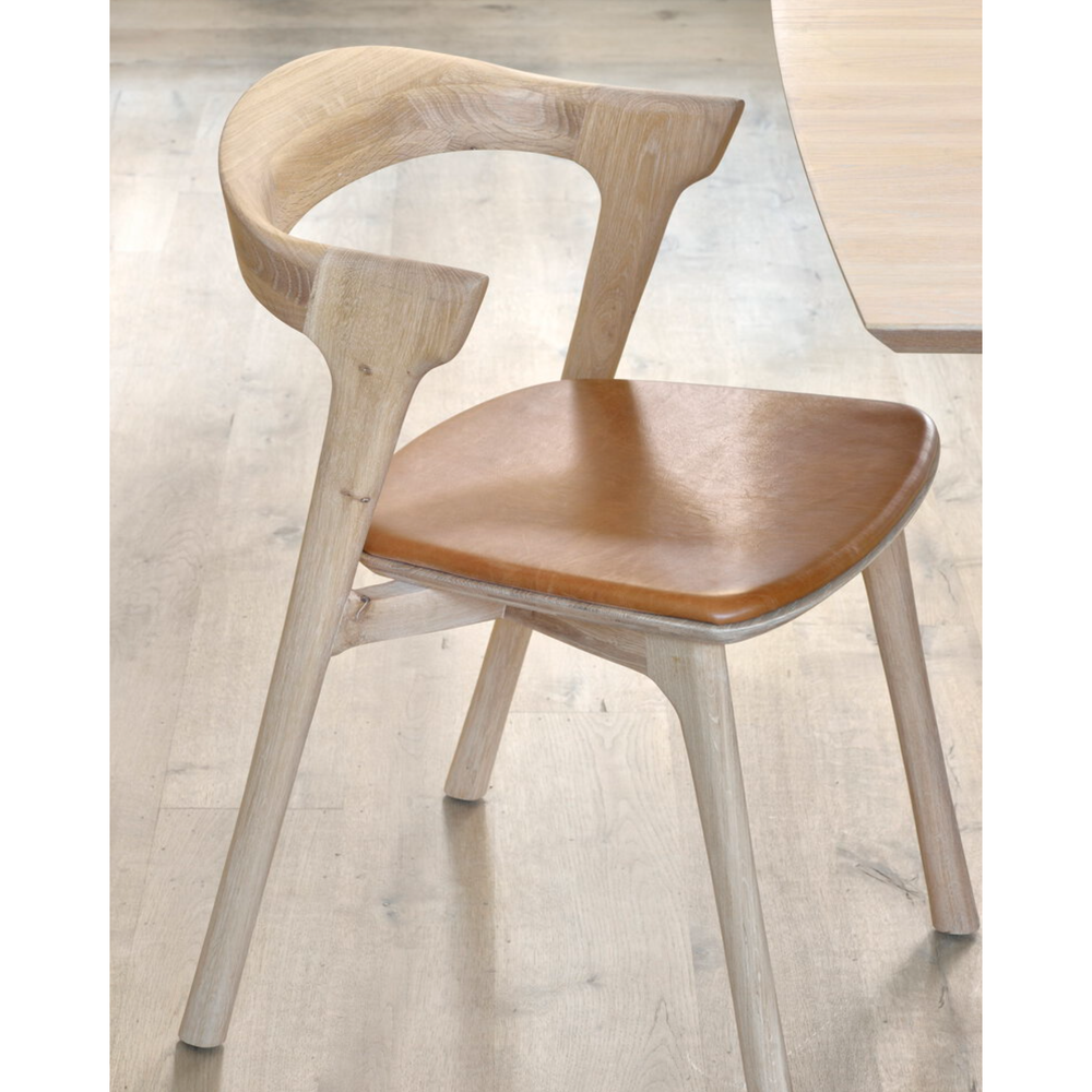 Chaise de salle à manger Bok en chêne - Cuir cognac | prêt pour l'expédition!