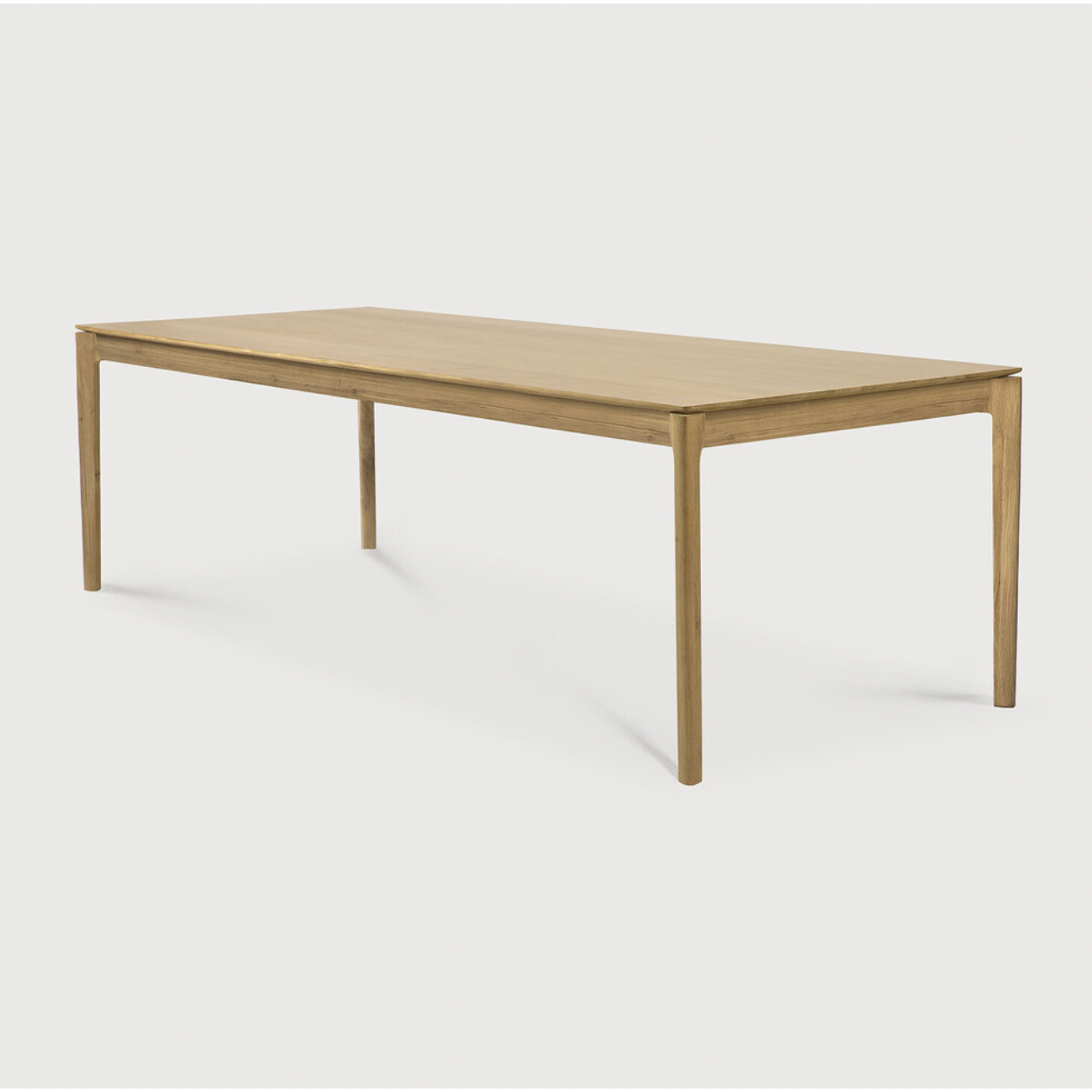 The airy shape yet rock solid construction make this Oak Bok Dining Table a timeless and remarkable design to enjoy for years to come. Available in many sizes, this can fit any dining room or kitchen area.   Material: Oak, 100% Solid Wood Finish: Oiled