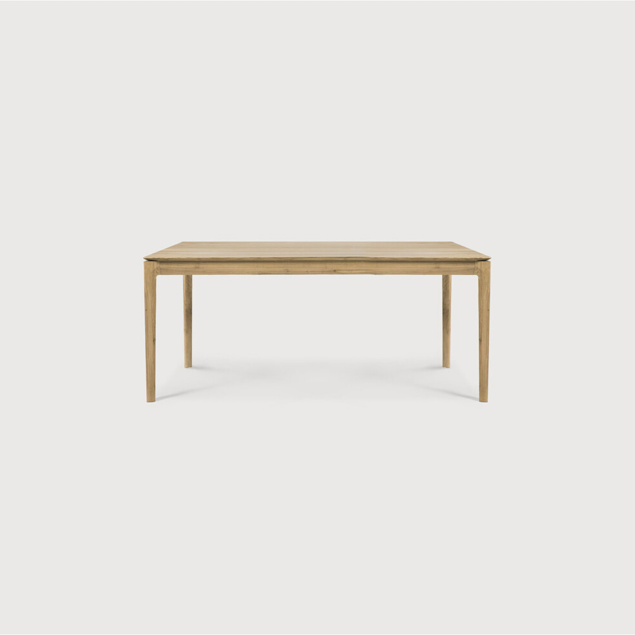 This Oak Bok Extendable Dining Table is perfect for families who want extra space when their kids, extended family, or guests come to celebrate! Its airy shape yet rock solid construction make this piece a timeless and remarkable design to enjoy for years to come.  Material: Oak, 100% Solid Wood Finish: Oiled