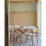 The Casale chair boasts straight lines that form a smooth, delicate shape and effortless design that makes this graceful chair perfect for almost any style dining room or kitchen!   Dimensions: 18"w x 20.5"d x 31.5"h  Weight: 13 lbs  Seat Height: 18"  Material: Oak, 100% solid wood Finish Options: Oiled or Varnished Select Varnished for extra protection. 