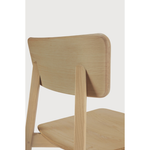 The Casale chair boasts straight lines that form a smooth, delicate shape and effortless design that makes this graceful chair perfect for almost any style dining room or kitchen!   Dimensions: 18"w x 20.5"d x 31.5"h  Weight: 13 lbs  Seat Height: 18"  Material: Oak, 100% solid wood Finish Options: Oiled or Varnished Select Varnished for extra protection. 