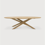 This Oak Mikado Dining Table - Oval by Alain Van Havre is all about inspiring your family to spend a little more time at the table. We love that the solid legs intertwine in perfect balance to elevate the look to any dining room or kitchen area.   Material: Oak, 100% Solid Wood Finish: Oiled