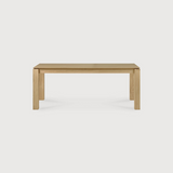 Featuring Oak Slice Dining Table by Ethnicraft at Amethyst Home. A seemingly simple and straightforward piece, the Oak Slice Dining Table features subtle corner details that add playful sophistication to the functional piece. A piece to gather your family and friends around for years to come. 
Material: Oak, 100% Solid WoodFinish: Oil
Dimensions 63": 63"w.  Amethyst Home provides interior design, new home construction design consulting, vintage area rugs, and lighting in the Washington metro area.