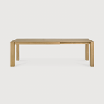 Featuring Oak Slice Extendable Dining Table by Ethnicraft at Amethyst Home. This Oak Slice Extendable Dining Table bevelled edges give it a unique character, but there's also a little extra added. This table can easily be extended without interruption of the wood grain pattern -- perfect for gathering your family or friends for hosting parties or the holidays.  Amethyst Home provides interior design, new home construction design consulting, vintage area rugs, and lighting in the Austin metro area.