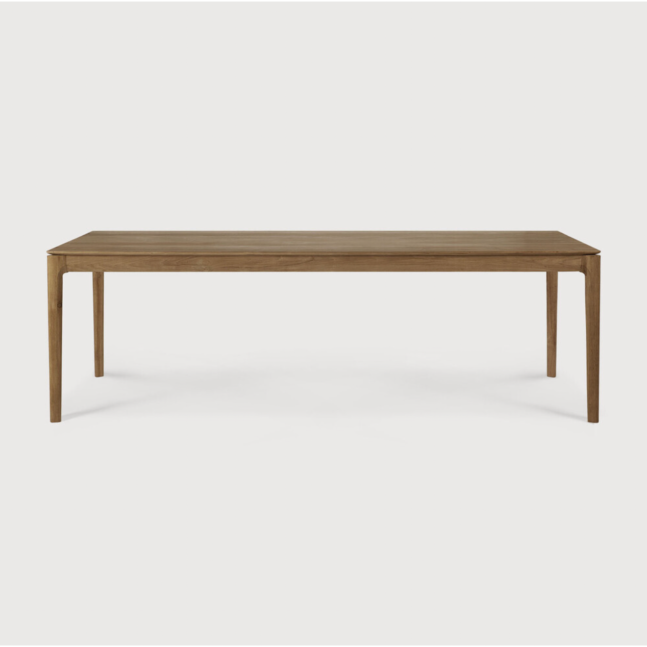 Featuring Teak Bok Dining Table by Ethnicraft at Amethyst Home. The airy shape yet rock solid construction make this Teak Bok Dining Table a timeless and remarkable design to enjoy for years to come. Available in many sizes, this can fit any dining room or kitchen area. 
Material: Teak, 100% Solid Wood
Dimensions 55": 55.5"w x 31.5"d x 30"hWeight: 80 lbsComf.  Amethyst Home provides interior design, new home construction design consulting, vintage area rugs, and lighting in the Houston metro area.